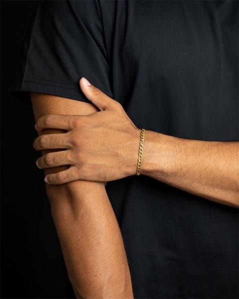 5 mm Figaro-Edelstahlkette mit vergoldeter Oberfläche - Fortis Gold